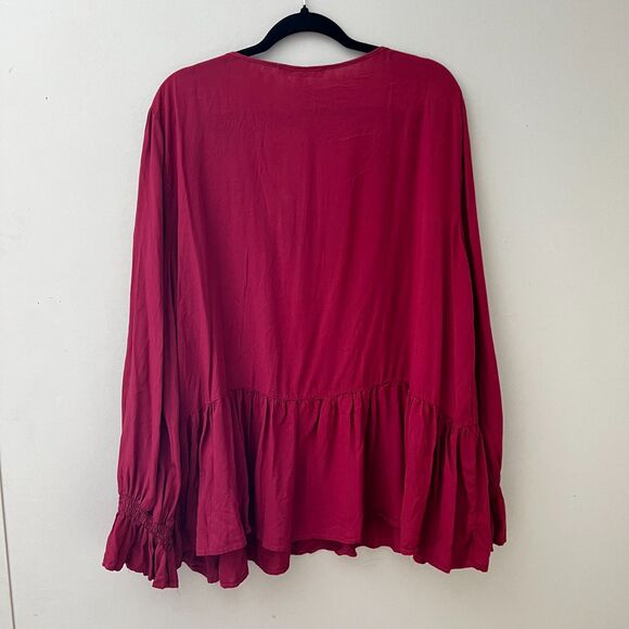 RETHM Red Embroidered Blouse Top Peasant Boho - 2X - Picture 6 of 8